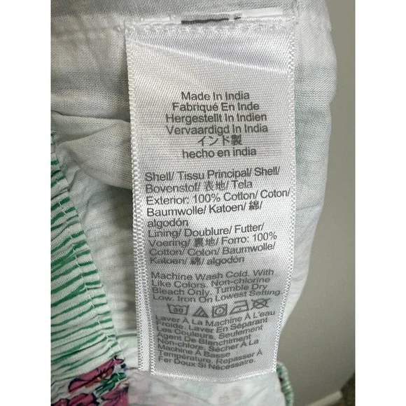 NWT J. Crew Factory M 100% Cotton Tiered Short Skirt Green Stripe Floral Lined - Picture 6 of 9